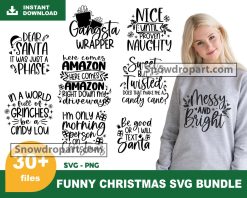 30 Funny Christmas Svg Bundle, Xmas Svg, Santa Claus Svg