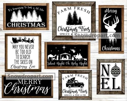 8 Farmhouse Christmas Svg Bundle, Noel Svg, Nativity Scene Svg