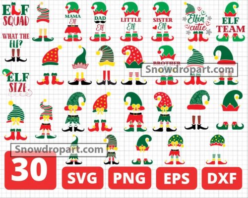 30 Christmas Elf Family Svg Bundle, Elf Squad Svg