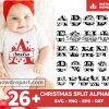 26 Christmas Split Alphabet Svg Bundle, Christmas Letters