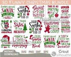 30 Funny Christmas Quote Svg Bundle, Santa Claus Svg
