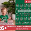 26 Christmas Alphabet Letters Png Bundle, Split Monogram