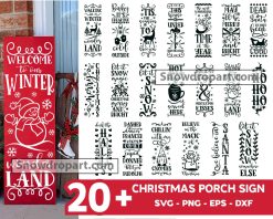 20 Christmas Porch Sign Svg Bundle, Welcome Sign Svg