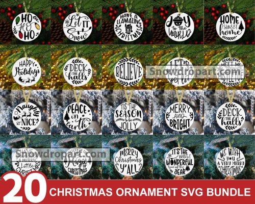 20 Christmas Ornament Svg Bundle, Christmas Round Svg