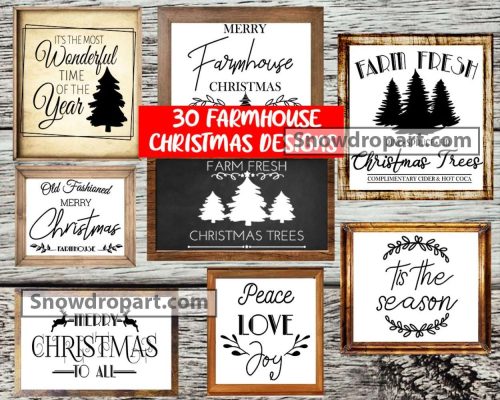 30 Farmhouse Christmas Svg Bundle, Farm Fresh Christmas Trees