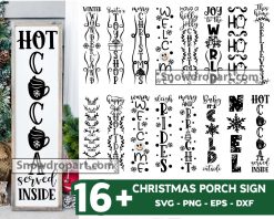 16 Christmas Porch Sign Svg Bundle, Christmas Ornaments