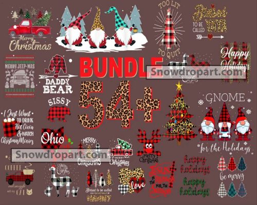 54 Christmas Buffalo Plaid Png Bundle, Christmas Sublimation