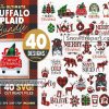 40 Buffalo Plaid Christmas Svg Bundle, Christmas Dinosaur Svg