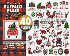 40 Buffalo Plaid Christmas Svg Bundle, Christmas Dinosaur Svg