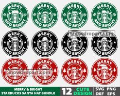 12 Merry And Bright Starbucks Logo Svg Bundle, Christmas Svg