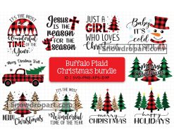 10 Buffalo Plaid Christmas Svg Bundle, Merry Christmas Svg