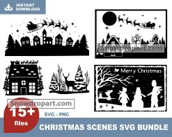 15 Christmas Scenes Svg Bundle, Nativity Scene Svg