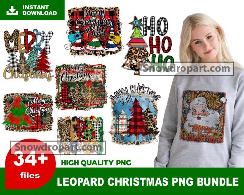 34 Leopard Christmas Png Bundle, Christmas Png