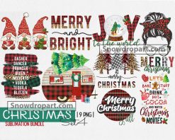 9 Christmas Buffalo Plaid Sublimation Png Bundle, Gnome Png