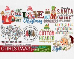 9 Christmas Sublimation Png Bundle, Christmas Gnome Png