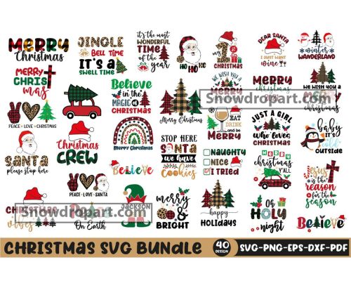 40 Christmas Svg Bundle, Ho Ho Ho Svg, Santa Claus Svg