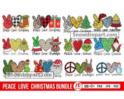 20 Peace Love Christmas Png Bundle, Christmas Png, Santa Png