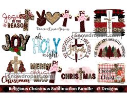 12 Religious Christmas Sublimation Png Bundle, Christian Png