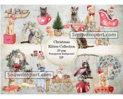 20 Christmas Kitten Png Bundle, Christmas Png, Christmas Cat