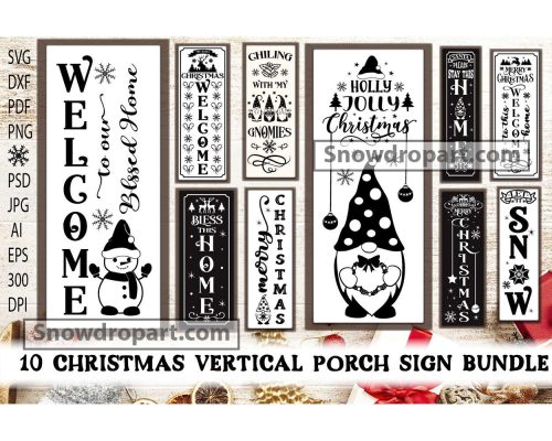 10 Christmas Porch Sign Svg Bundle, Welcome Sign Svg