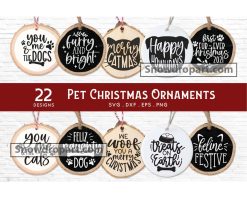 22 Christmas Pet Ornaments Svg Bundle, Christmas Cat Svg