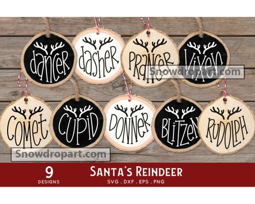 9 Santas Reindeer Round Christmas Svg Bundle, Christmas Svg