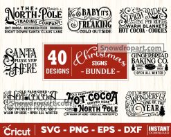 40 Christmas Vintage Signs Svg Bundle, Christmas Svg