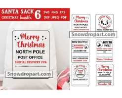 6 Santa Sack Svg Bundle, North Pole Express, Reindeer Express