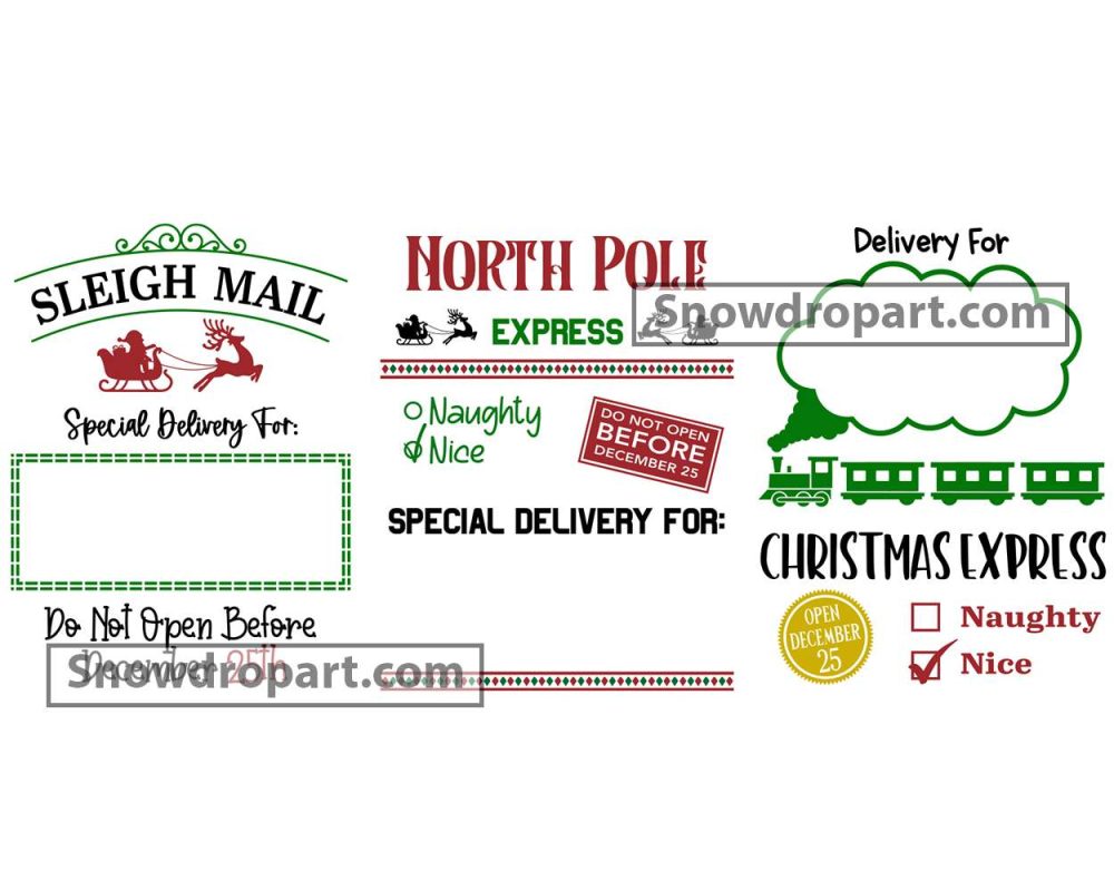 Santa Sack Svg Bundle Special Delivery Svg Christmas Frame Svg