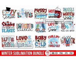 20 Winter Sublimation Png Bundle, Peace Love Winter