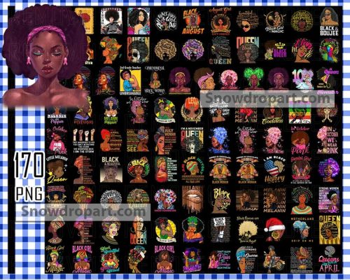 170 Black Queen Png Bundle, Black Girl Magic, Black Woman Png