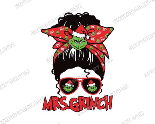 Mrs Grinch Messy Bun Svg, Christmas Svg, Grinch Svg