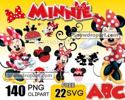 140 Minnie Mouse Png Bundle, Minnie Birthday Png, Minnie Font