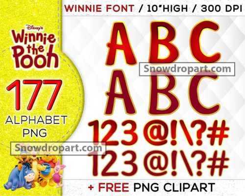 177 Winnie The Pooh Alphabet Png Bundle, Winnie The Pooh Font