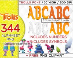 344 Trolls Alphabet Png Bundle, Trolls Font, Trolls Birthday