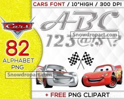 82 Cars Alphabet Png Bundle, Lightning McQueen, Cars Numbers