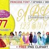 77 Princess Alphabet Png Bundle, Glitter Font, Princess Numbers
