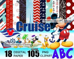 18 Cruise Digital Paper Bundle, Cruise Png, Mickey Png