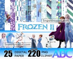 25 Frozen Digital Paper Bundle, Elsa Png, Frozen Birthday