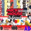 20 Mickey Mouse And Friends Digital Paper Bundle