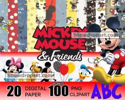 20 Mickey Mouse And Friends Digital Paper Bundle