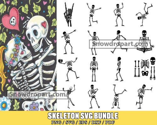 17 Dancing Skeleton Svg Bundle, Halloween Svg, Skeleton Svg