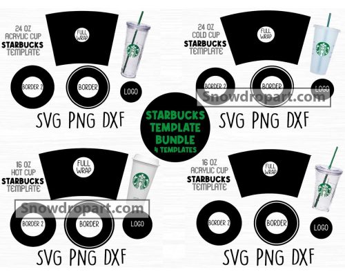 16oz 24oz Coffee Cup Template Svg Bundle, Coffee Hot Cup