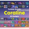 50 Coraline Tumbler Png Bundle, Halloween Tumbler Png