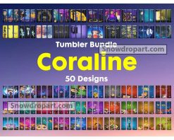 50 Coraline Tumbler Png Bundle, Halloween Tumbler Png