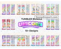 10 Unicorn Tumbler Png Bundle, Unicorn Skinny Tumbler