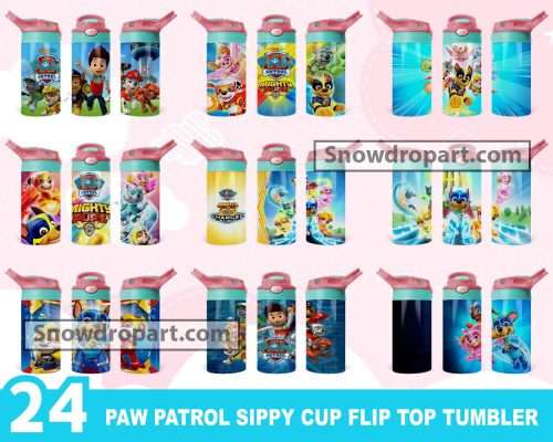 24 Paw Patrol Sippy Cup Flip Top Tumbler Png Bundle