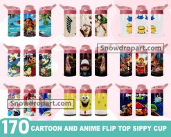 170 Cartoon And Anime Flip Top Sippy Cup Tumbler Png Bundle