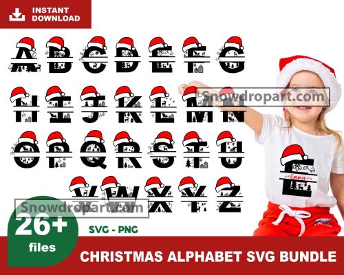 26 Christmas Alphabet Svg Bundle, Santa Letter Svg