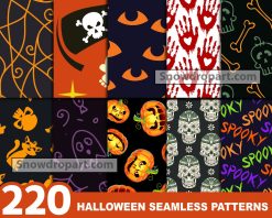220 Halloween Seamless Patterns Bundle, Digital Paper